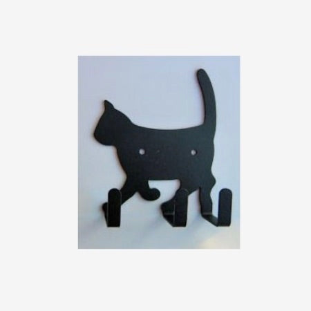 Kleiderhaken Katze – Metall schwarz | 3 Haken, 9x11cm