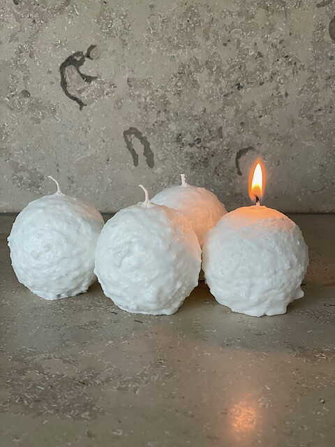 Kugelkerze 6,5 cm | "Schneeball"