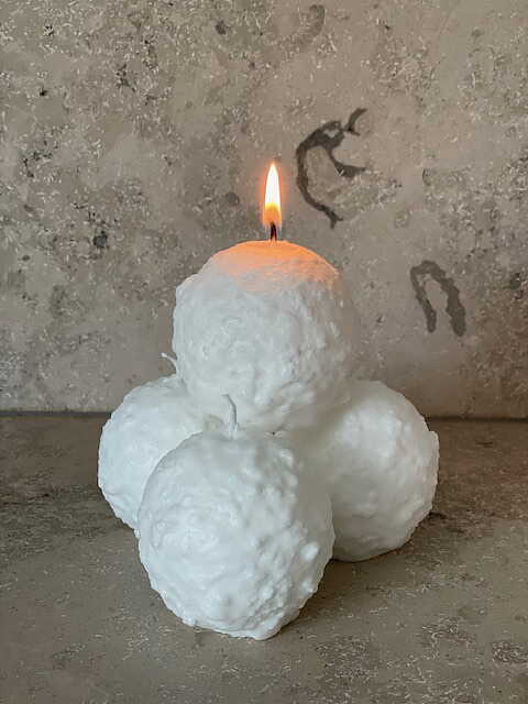 Kugelkerze 6,5 cm | "Schneeball"