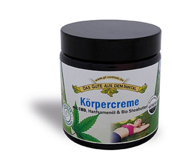 Körpercreme mit CBD, Hanfsamenöl & Bio Sheabutter im Glastiegel