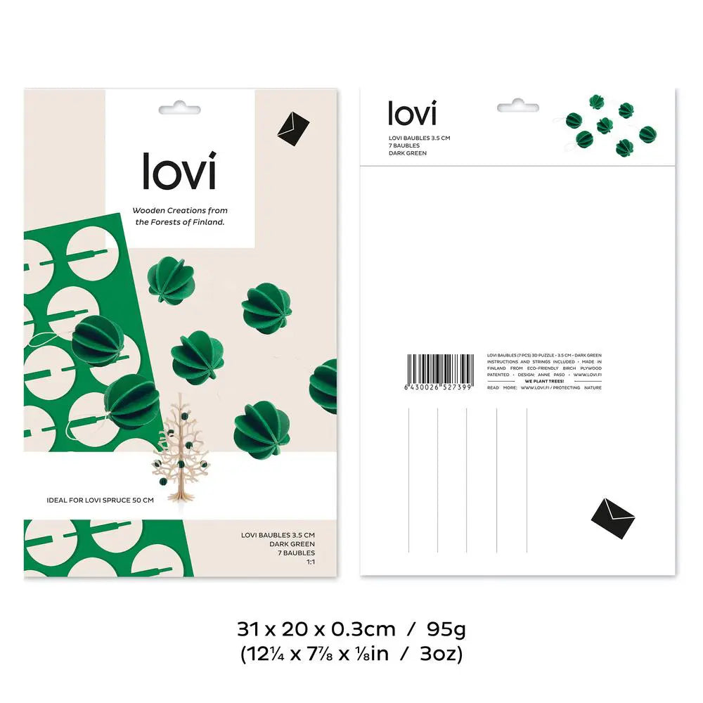 Lovi Baubles 3.5 cm – Dark Red (7 Stück)