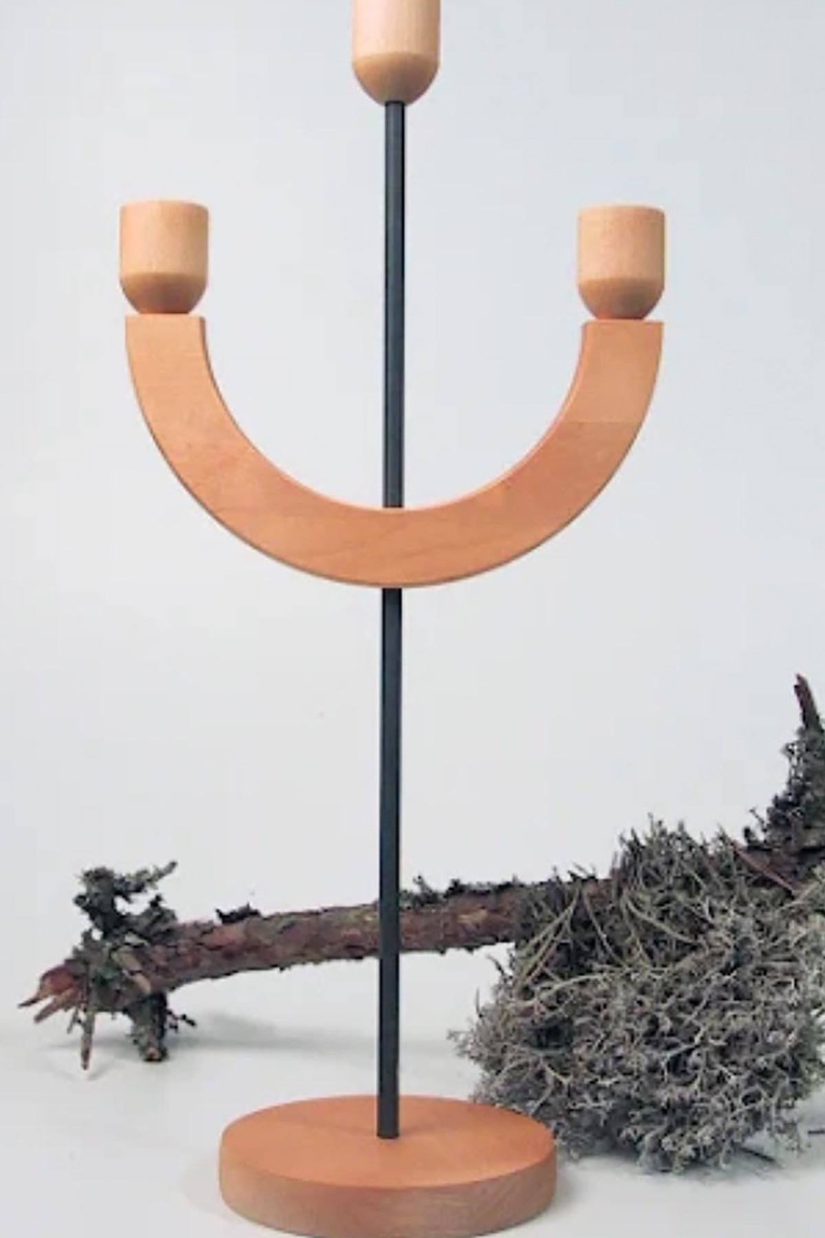 Kerzenständer aus Holz & Eisen | 46 cm