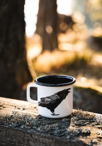 Muurla Emaillebecher Nordic 'The Raven' - 370 ml