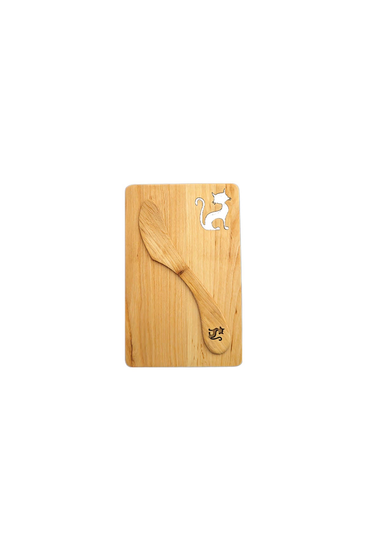 Brotbrett mit Buttermesser aus Erlenholz | 19 x 12 cm | Verschiedene Designs